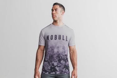 Nobull Dip-Dye Men's T Shirts Purple | Australia (KU9063)